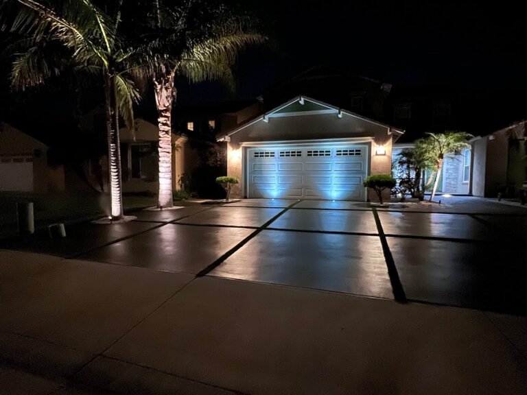 Concrete driveway with turf borders